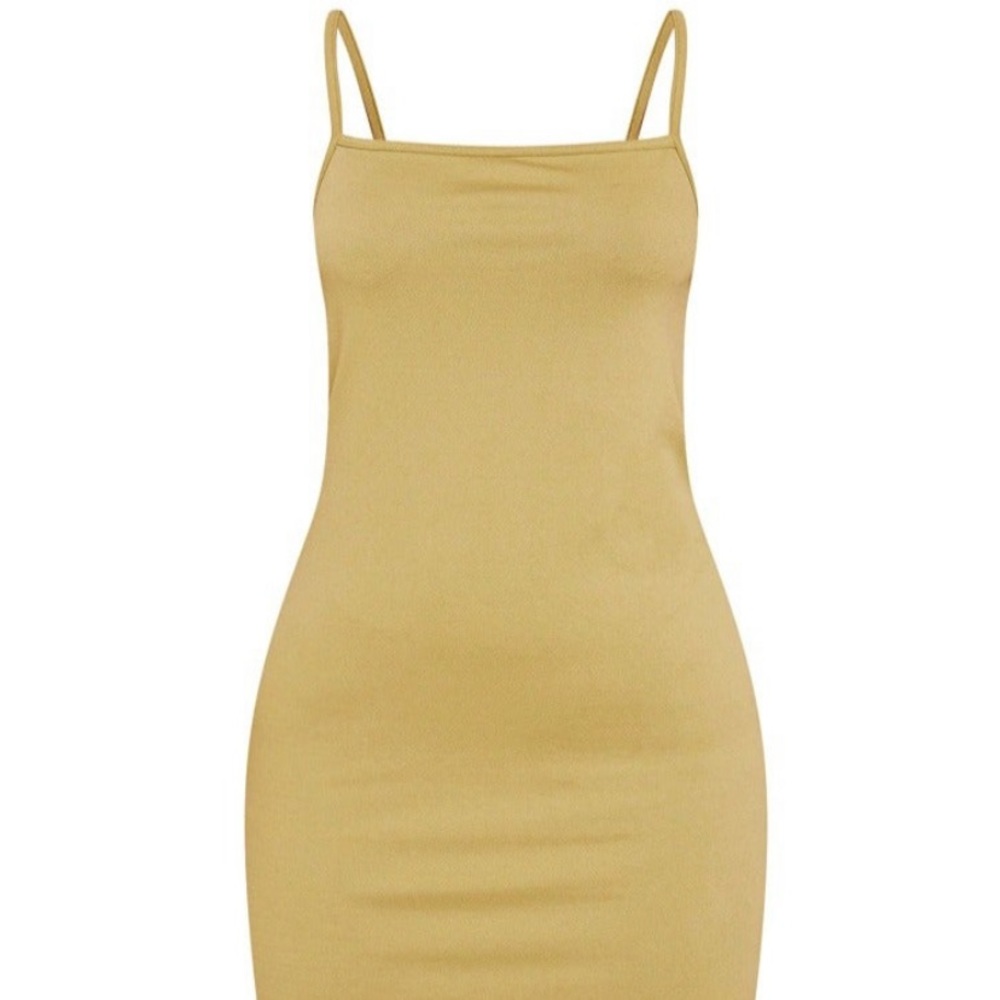 Pretty Little Thing Petite Khaki Crepe Midi Dress Fast Free Shipping